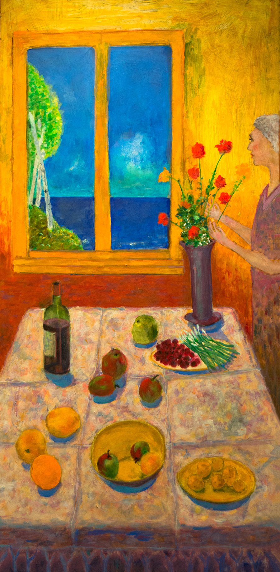 Afternoon Snack Back view of monk reading book