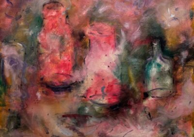 Abstract of three vases and a bowl presumably on a table